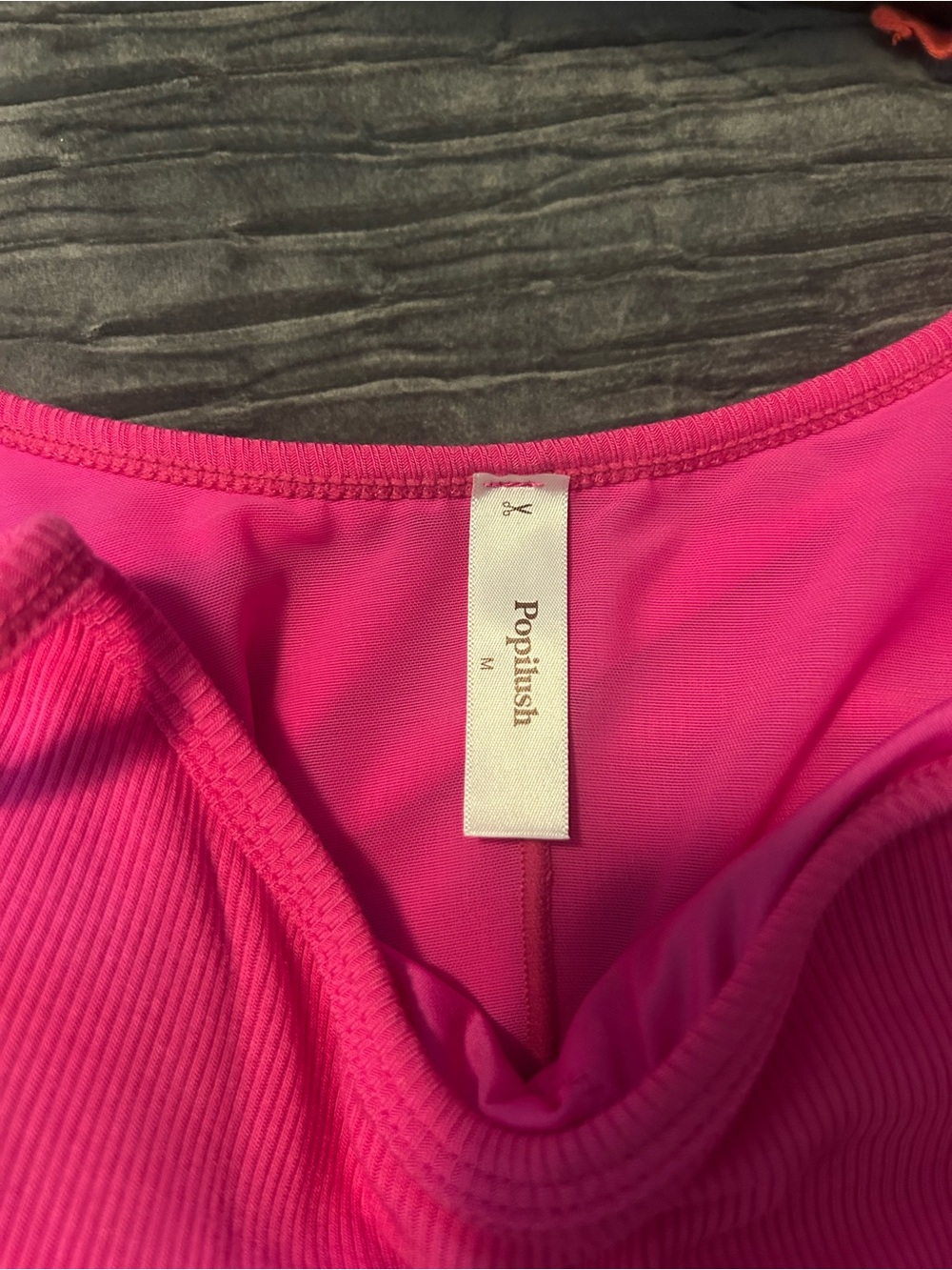 Populusia Hot Pink Ribbed Bandeau Top